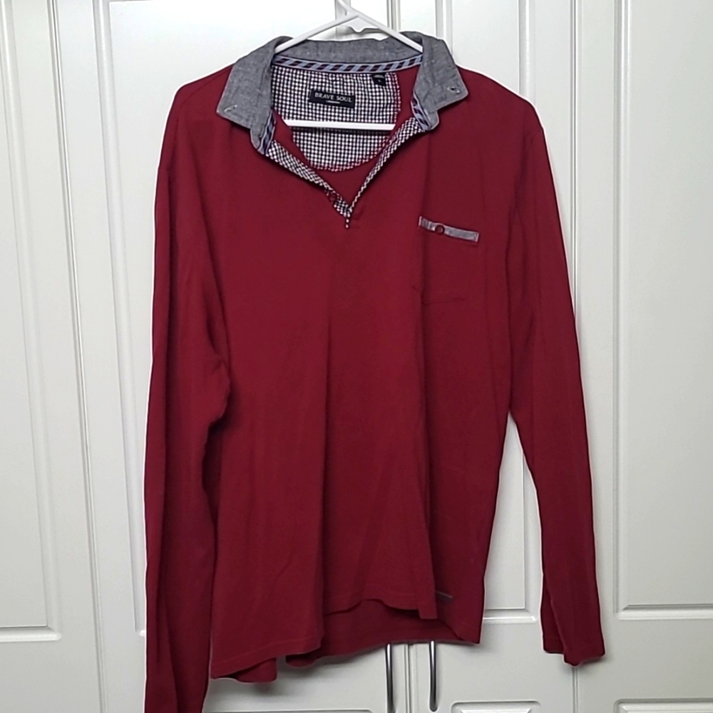 Subtle yet stylish, dark red collared shirt